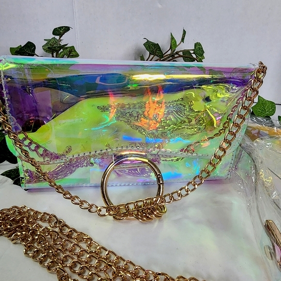 PVC Holographic Fannypack Crossbody Bag Purse - Picture 4 of 9